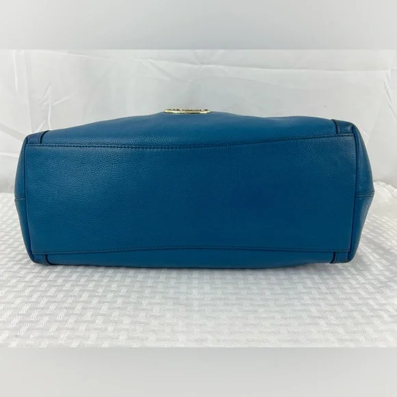 4011: Coach Edie Blue Pebbled Leather Shoulder Hobo Bag Retail w/ Entrupy Cert - Picture 5 of 10